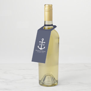 Hochzeit der Nautic Navy Flaschenanhänger