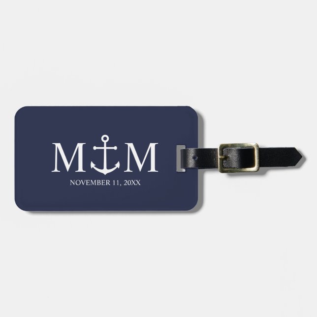 Hochzeit der Nautic Navy Gepäckanhänger (Vorderseite horizontal)