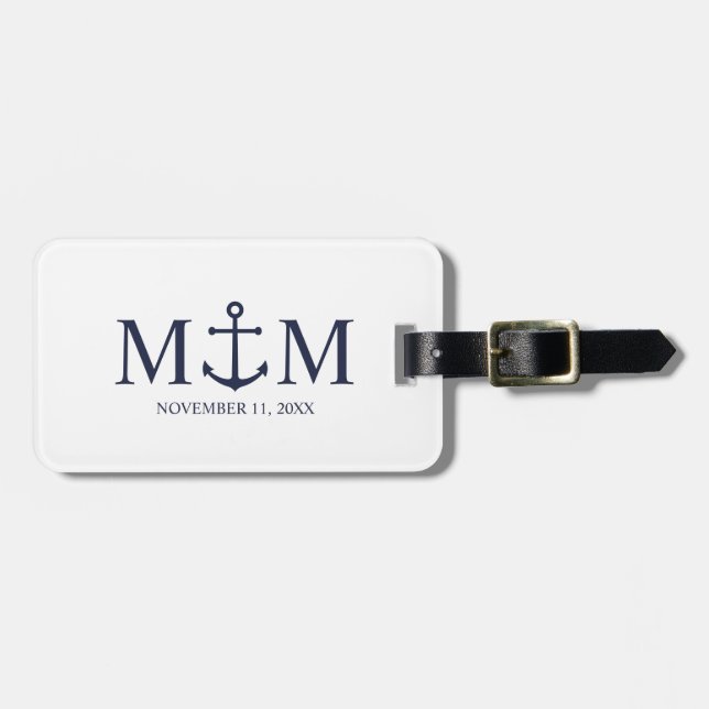 Hochzeit der Nautic Navy Gepäckanhänger (Vorderseite horizontal)