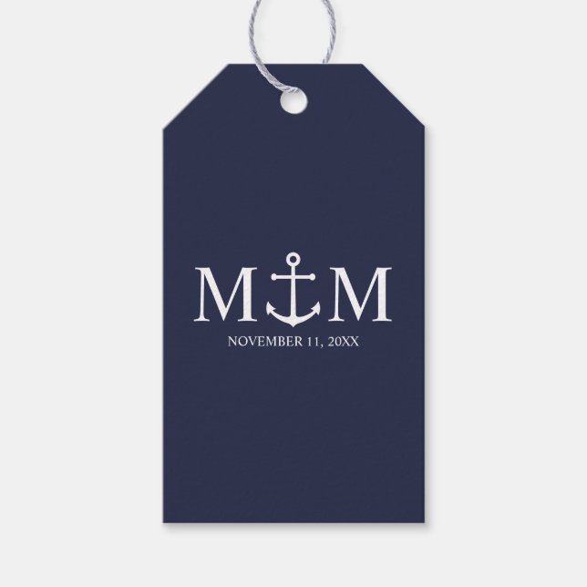Hochzeit der Nautic Navy Geschenkanhänger (Vorderseite)