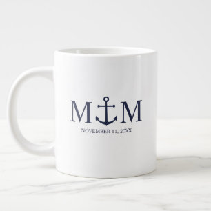Hochzeit der Nautic Navy Jumbo-Tasse