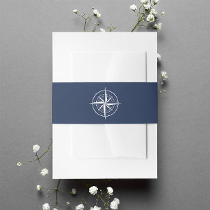 Hochzeit der Nautic Navy mit weißem und blauem Kom Einladungsbanderole