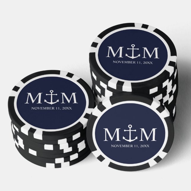 Hochzeit der Nautic Navy Pokerchips (Stapel)