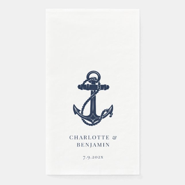 Hochzeit der Nautic Navy Serviette (Vorderseite)