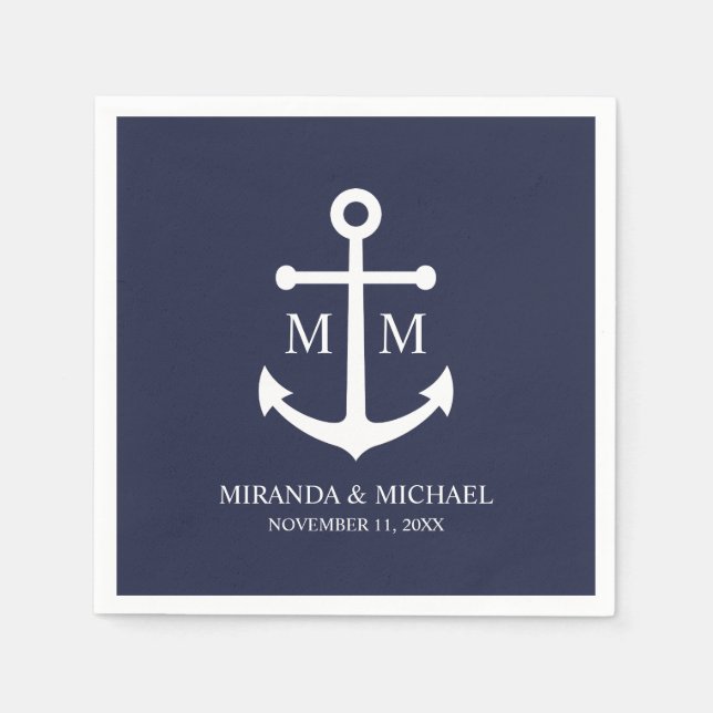 Hochzeit der Nautic Navy Serviette (Vorderseite)