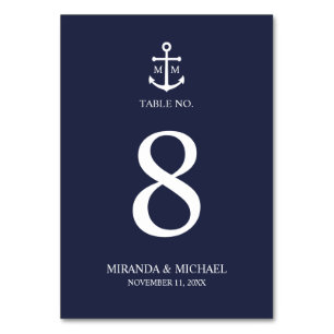 Hochzeit der Nautic Navy Tischnummer
