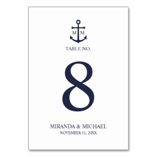 Hochzeit der Nautic Navy Tischnummer