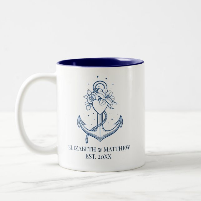 Hochzeit der Nautic Navy Zweifarbige Tasse (Links)