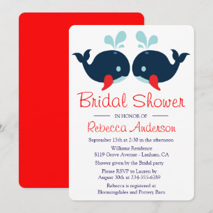 Hochzeit der Nautical Navy Red Brautparty Whales Einladung