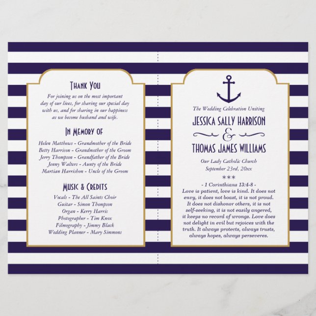 Hochzeit der Nautischen Marine und des Weißstreife (Vorderseite)