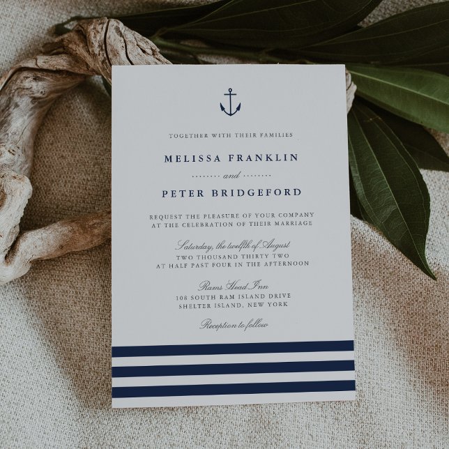 Hochzeit der Nautischen Marine und des Weißstreife Einladung (Von Creator hochgeladen)