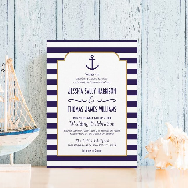 Hochzeit der Nautischen Marine und des Weißstreife Einladung (Von Creator hochgeladen)