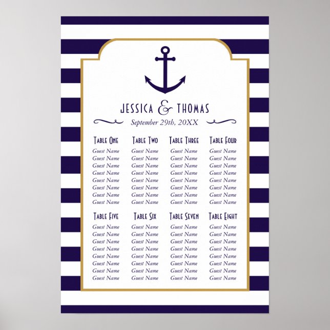 Hochzeit der Nautischen Marine und des Weißstreife Poster (Vorne)
