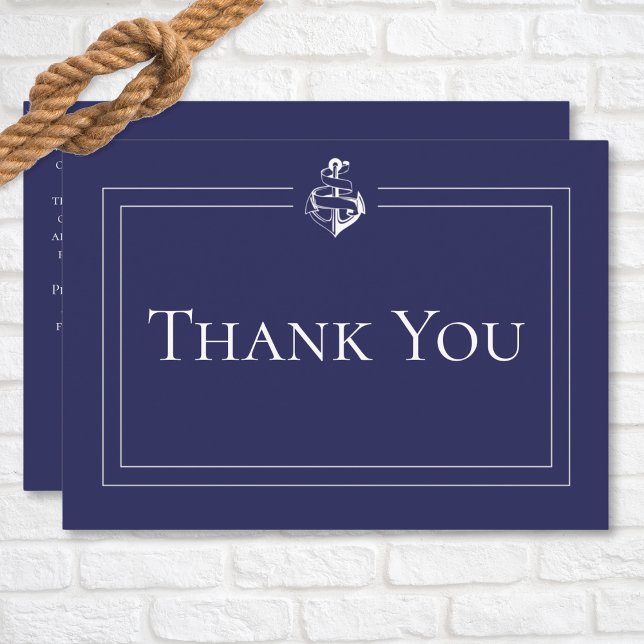 Hochzeit der Navy Blue Nautical Anchor Dankeskarte (Navy Blue Nautical Anchor Wedding Thank You Card)