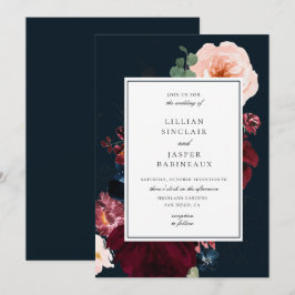 Hochzeit der Navy Burgundy Blush Fall Einladung