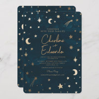 Hochzeit der Navy Celestial Gold Stars Moon Astron
