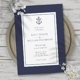 Hochzeit der Navy mit weißem und blauem Anker Einladung