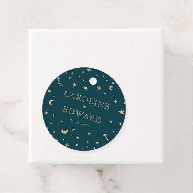 Hochzeit der Navy Mystical Gold Stars Moon Astrono Geschenkanhänger (Beispiel)