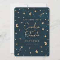 Hochzeit der Navy Mystical Gold Stars Moon Astrono