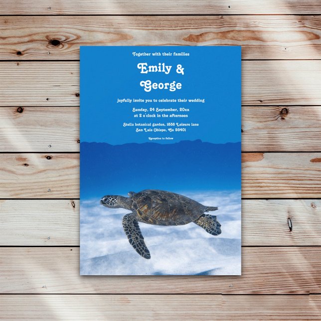 Hochzeit der Navy Underwater Aquatic Turtle Coasta Einladung (Von Creator hochgeladen)