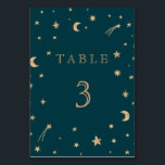 Hochzeit der Navy Whimsical Gold Stars Moon Astron Tischnummer<br><div class="desc">Hochzeit der Navy Whimsical Gold Stars Moon Astronomie</div>