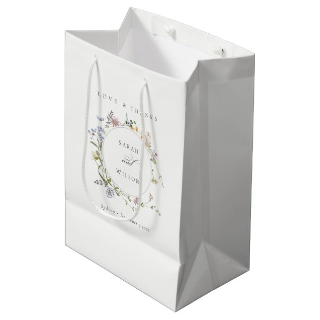 Hochzeit der niedlichen Wiesenblütenwelt Mittlere Geschenktüte (Vorderseite Schrägansicht)