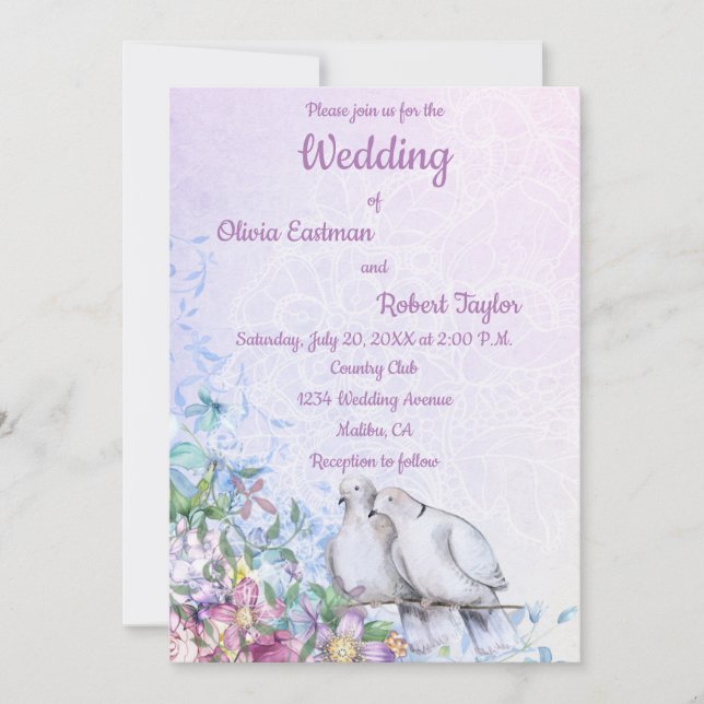 Hochzeit der personalisiert-romantischen weißen Ta Einladung (Vorderseite)