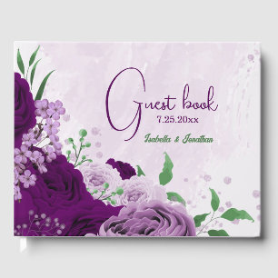 Hochzeit der romantischen violetten Blumen Gästebuch