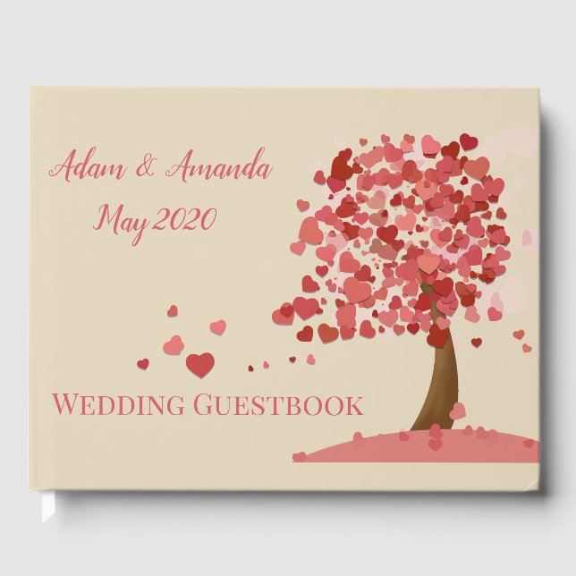 Hochzeit der rosa Herzmuschel Gästebuch (Vorderseite)