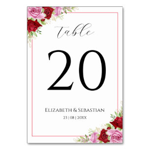 Hochzeit der Rose Floral Tischnummer