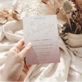 Hochzeit der Rose-Goldkalligrafie-Hochzeit Folieneinladung