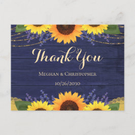 Hochzeit der Rustikalen Navy Wood Sunflower Vielen Postkarte