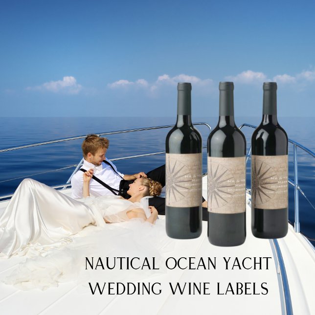 Hochzeit der Seejacht Weinetikett (Nautical Ocean Yacht Wedding Wine Label)
