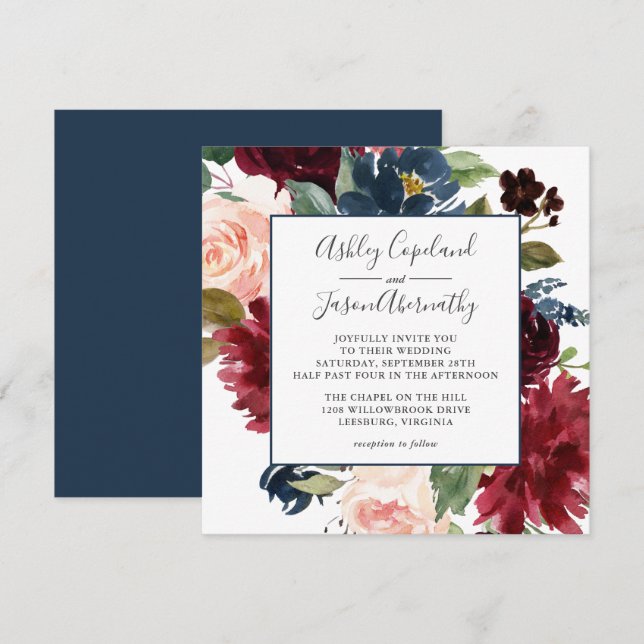 Hochzeit der Seestreitkräfte und der Burgunder Was Einladung (Vorne/Hinten)