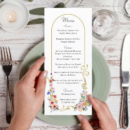 Hochzeit der Sommerarche der Wildblume Watercolor Menükarte
