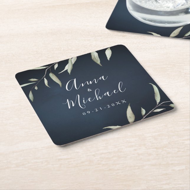 Hochzeit der stimmungsvollen Marine mit minimalem  Rechteckiger Pappuntersetzer (angewinkelt)