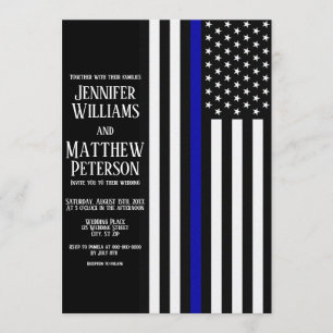 Hochzeit der Thin Blue Line-Flagge Einladung