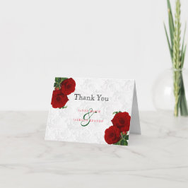 Hochzeit der tiefen Rote Rose Dankeskarte