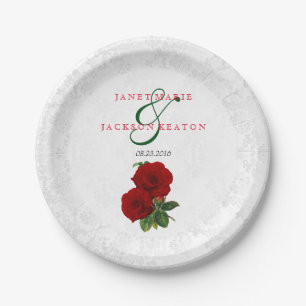 Hochzeit der tiefen Rote Rose Pappteller