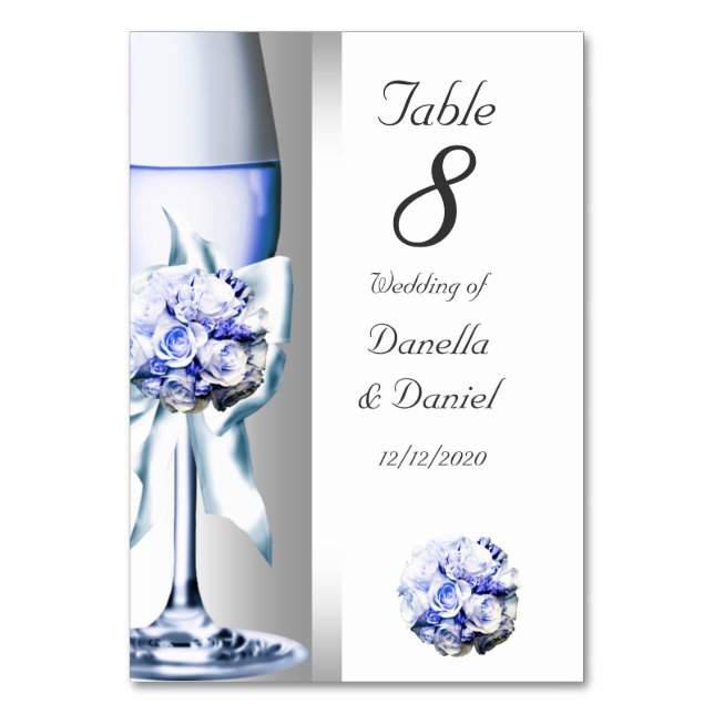 Hochzeit der Tischnummer Blue Navy (Vorderseite)