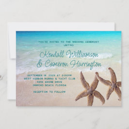 Hochzeit der tropischen Küste mit zwei Seestern Einladung