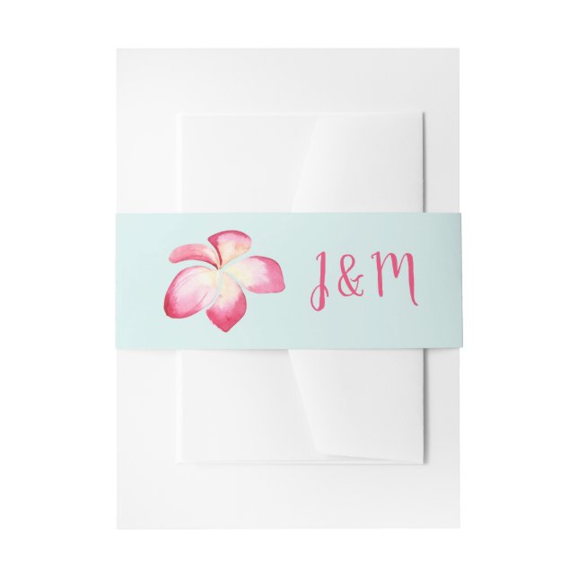 Hochzeit der tropischen Plumeria Einladungsbanderole (Vorderseite Beispiel)