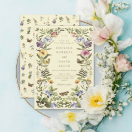 Hochzeit der Vintagen botanischen Wildblume Woodla Einladung