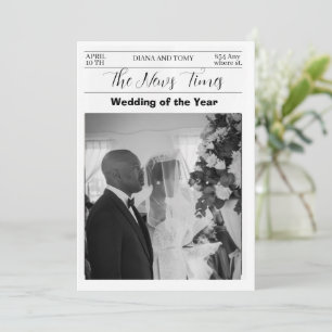 Hochzeit der Vintagen Schwarz-Weiß-Zeitung Einladung