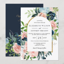 Hochzeit der Wasserfarben-Navy-Blush-Gold-Floral-A