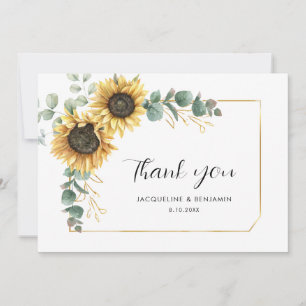Hochzeit der Wasserfarben-Sonnenblumen Dankeskarte