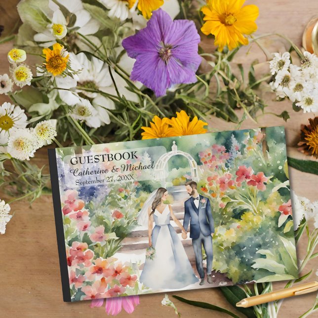Hochzeit der Wasserfarbenen Wildblume Garden Gästebuch (Von Creator hochgeladen)