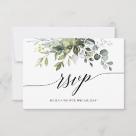 Hochzeit der Wasserfarbengrünen Kalligrafie RSVP Karte