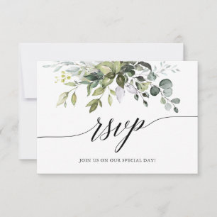 Hochzeit der Wasserfarbengrünen Kalligrafie RSVP Karte