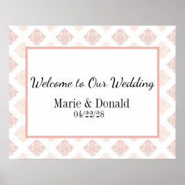 Hochzeit der weichen Peachy Blush Damask Poster